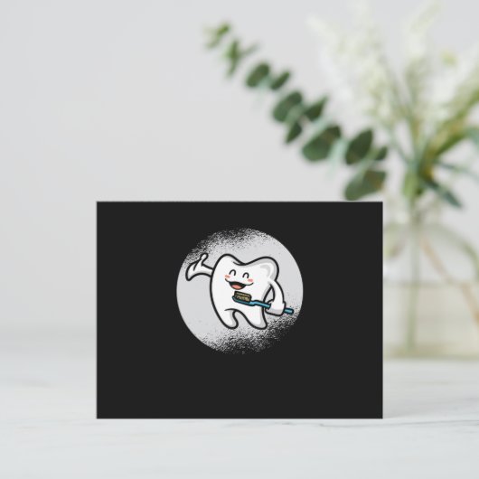 歯医者おもしろい歯科学生ユーモアのギフト歯Bru ポストカード (スタンド正面)