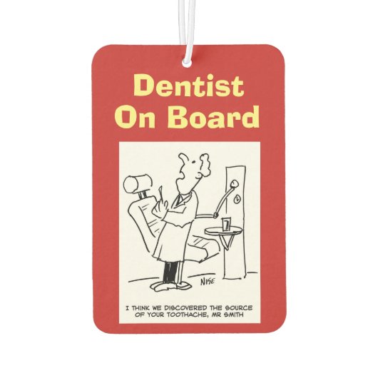 歯医者が乗ってる。歯科おもしろい医の漫画。 カーエアーフレッシュナー (裏面)