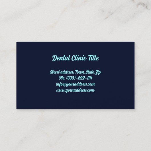 歯医者きらめく青い歯のスマイル名刺 名刺 (裏面)