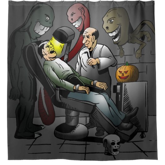 歯医者さんのハロウィン・ナイト シャワーカーテン (正面)