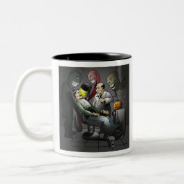 歯医者でのハロウィーンの夜 ツートーンマグカップ