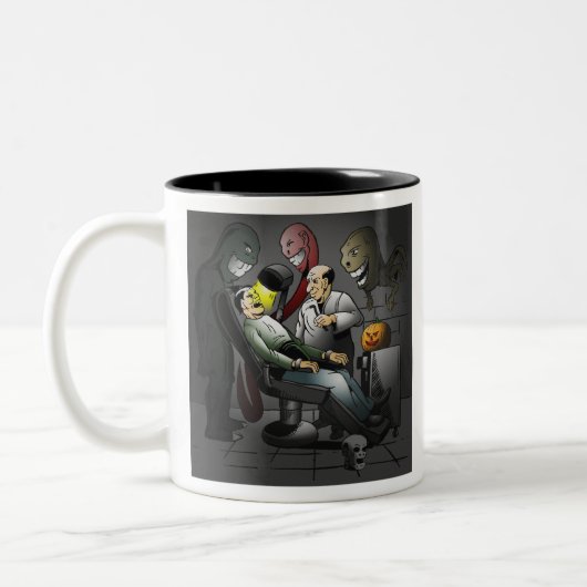 歯医者でのハロウィーンの夜 ツートーンマグカップ (左)