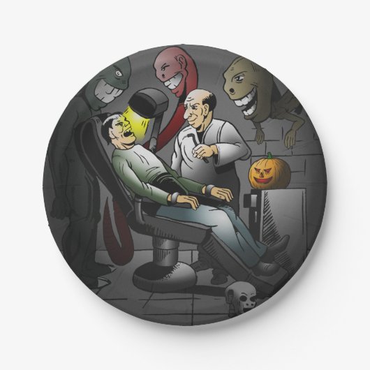 歯医者でのハロウィーンの夜 ペーパープレート (正面)