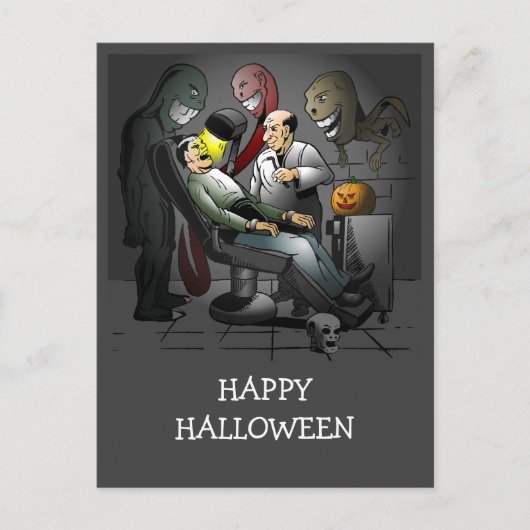 歯医者でのハロウィーンの夜 ポストカード (正面)