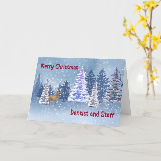 歯医者とスタッフのためのクリスマスカード カード (黄色い花)