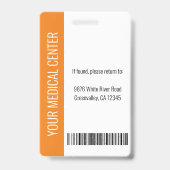 歯医者のオフィスのロゴ従業員の写真IDオレンジ バッジ (裏面)