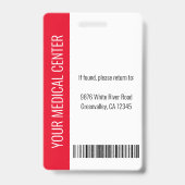 歯医者のオフィスのロゴ従業員の写真ID赤 バッジ (裏面)