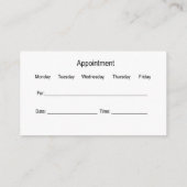 歯医者のオフィスアポイントメントのリマインダ 名刺 (裏面)