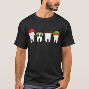 歯医者のクリスマス、歯のおもしろい歯の贈り物 Tシャツ