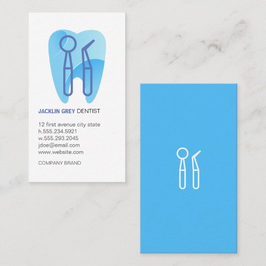 歯医者のツールと歯のロゴ 名刺 (正面/裏面)
