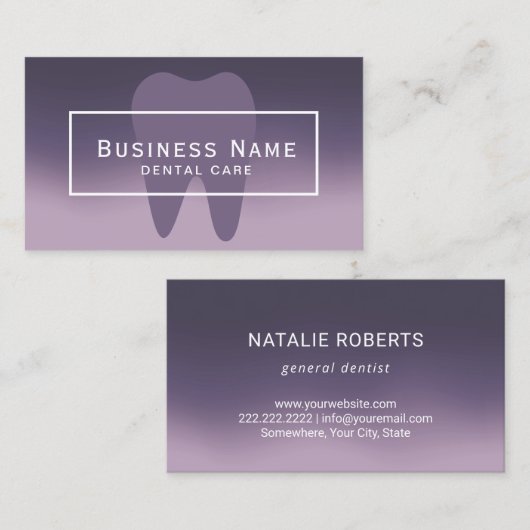 歯医者のパープルエレガントグラデーションデンタルケア 名刺 (正面/裏面)