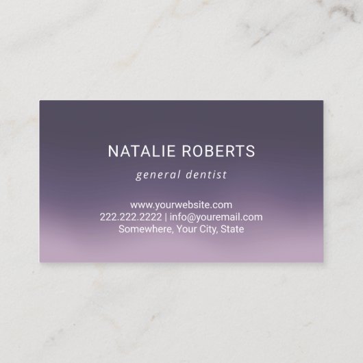 歯医者のパープルエレガントグラデーションデンタルケア 名刺 (裏面)