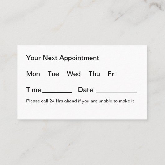 歯医者の予算アポイントメント名刺 名刺 (裏面)