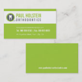 歯医者の名刺：: モダン歯のロゴ2ライム 名刺 (正面/裏面)