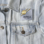 歯医者の名前タグ金ゴールド歯離れのグレー表示 缶バッジ (インサイチュ)