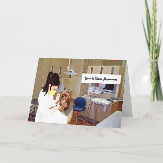 歯医者の少女カードへの最初の訪問 サンキューカード (正面)