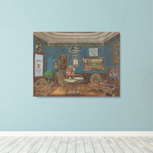 歯医者の待合室の水の色ガッシュヴィンテージ キャンバスプリント (インサイチュ (ウッドフロア))