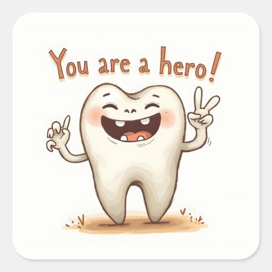 歯医者の患者に対するステッカー スクエアシール (正面)