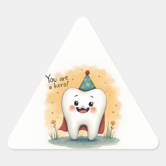 歯医者の患者に対するステッカー 三角形シール (正面)