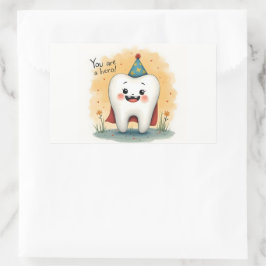 歯医者の患者に対するステッカー 長方形シール