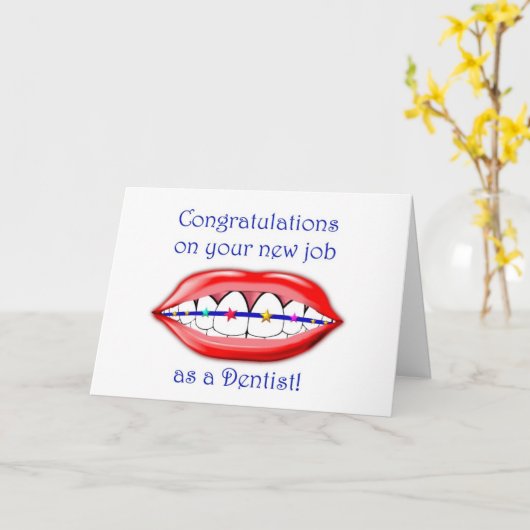 歯医者の新しいご就職おめでとうございます カード (黄色い花)