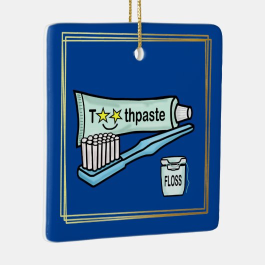 歯医者の日歯磨き粉、フロス、歯ブラシオーナメント セラミックオーナメント (右)