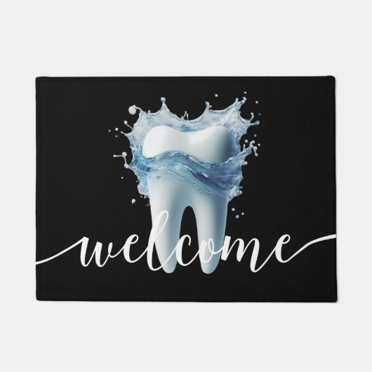 歯医者の明るい歯と水のモダン歯科医院 ドアマット (正面)