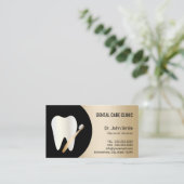 歯医者の歯と歯ブラシ金ゴールド歯科アポイントメント 予約カード (スタンド正面)