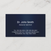 歯医者の歯と水スプラッシュ海軍ブルーデンタル 名刺 (裏面)