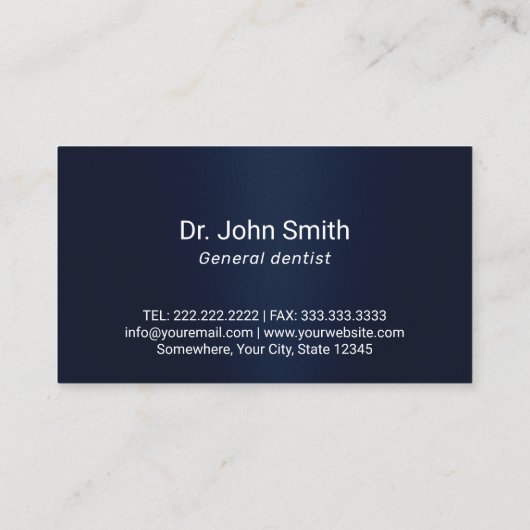 歯医者の歯と水スプラッシュ海軍ブルーデンタル 名刺 (裏面)