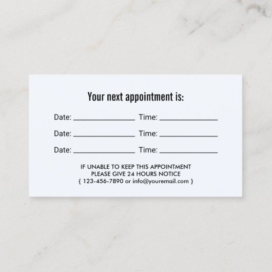 歯医者の歯と水海軍デンタルケアアポイントメント 予約カード (裏面)