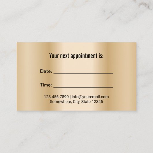 歯医者の歯のタイポグラフィモダン金ゴールドデンタルケア 予約カード (裏面)