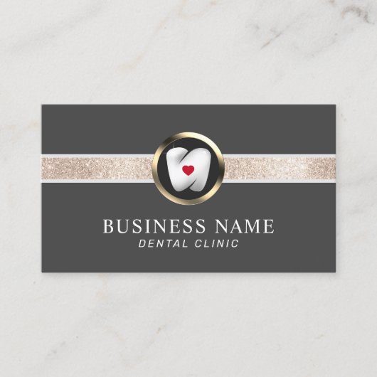 歯医者の歯のハートロゴラグジュアリーデンタルケア 名刺 (正面)