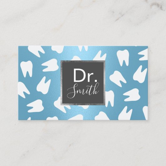 歯医者の歯のパタモダンーン青デンタルケア 名刺 (正面)