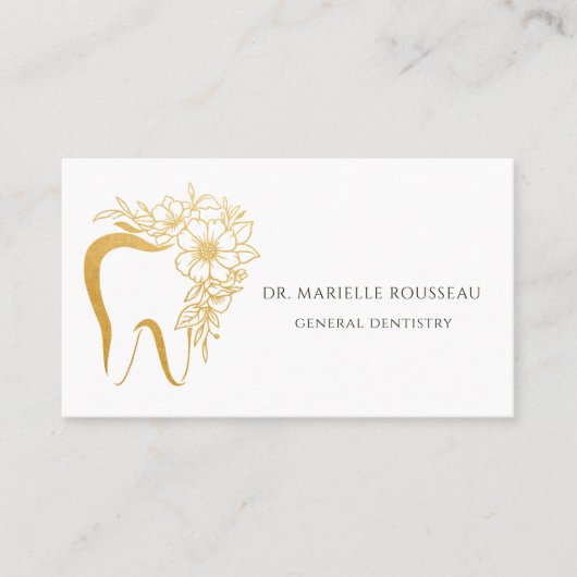 歯医者の歯のフローラ金ゴールドロゴ名刺 名刺 (正面)
