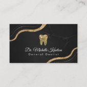 歯医者の歯のプロフェッショナルデンタルケアブラック金ゴールド 名刺 (正面)