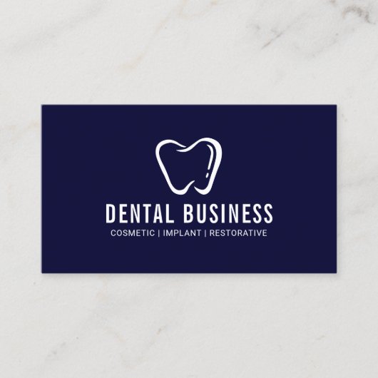 歯医者の歯のロゴネイビーブルーデンタルケア写真 名刺 (正面)