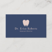 歯医者の歯のロゴネイビーブルー赤面ピンク歯科 名刺 (正面)