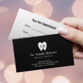 歯医者の歯のロゴブラックモダングリッター歯科 予約カード