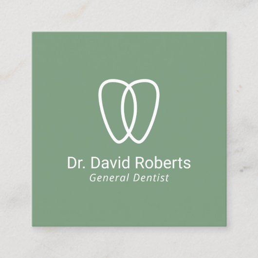 歯医者の歯のロゴミニマリストグリーンデンタルケア スクエア名刺 (正面)