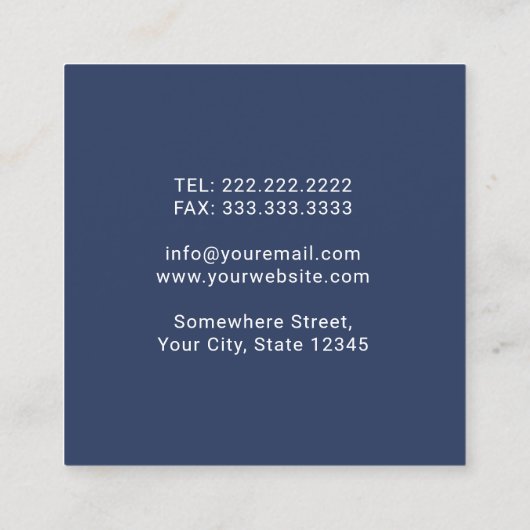 歯医者の歯のロゴミニマリスト海軍デンタルケア スクエア名刺 (裏面)