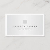 歯医者の歯のロゴモダンの薄い灰色のグラデーション 名刺 (正面)