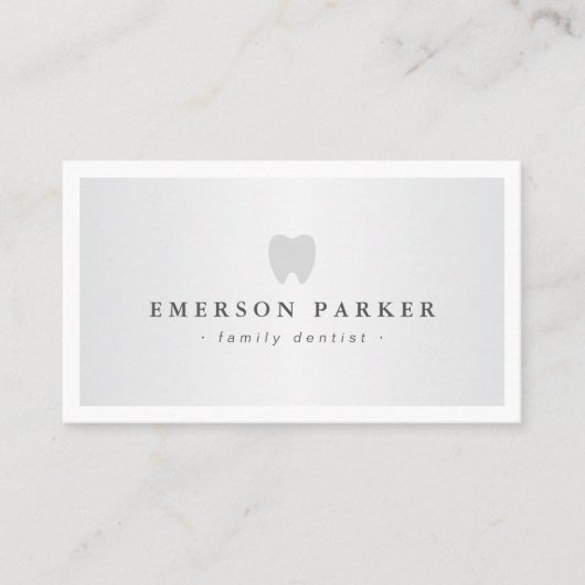 歯医者の歯のロゴモダンの薄い灰色のグラデーション 名刺 (正面)