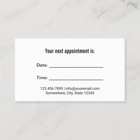 歯医者の歯のロゴモダングリーンカーブデンタルケア 予約カード (裏面)