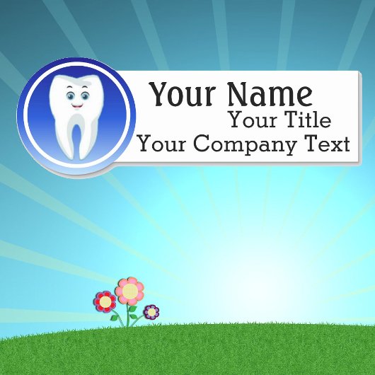 歯医者の歯のロゴ付き名前タグカスタム文字バッジ 名札