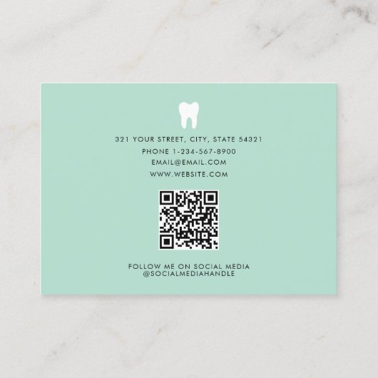 歯医者の歯のロゴ歯科QRコードソーシャルメディア 名刺 (裏面)