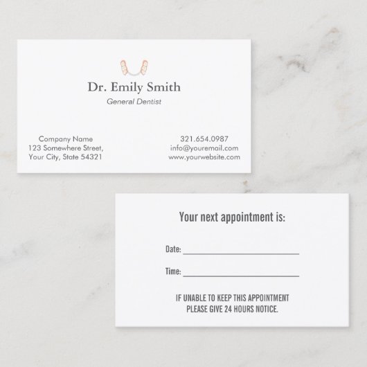 歯医者の歯のロゴ 予約カード (正面/裏面)