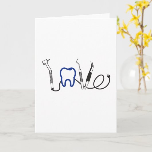 歯医者の歯の歯の愛の贈りおもしろい物 カード (黄色い花)