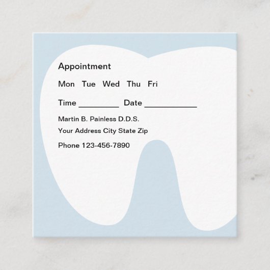 歯医者の歯の背景アポイントメントのアラーム スクエア名刺 (正面)