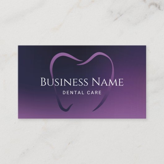 歯医者の歯エレガント深い紫デンタルケア 名刺 (正面)